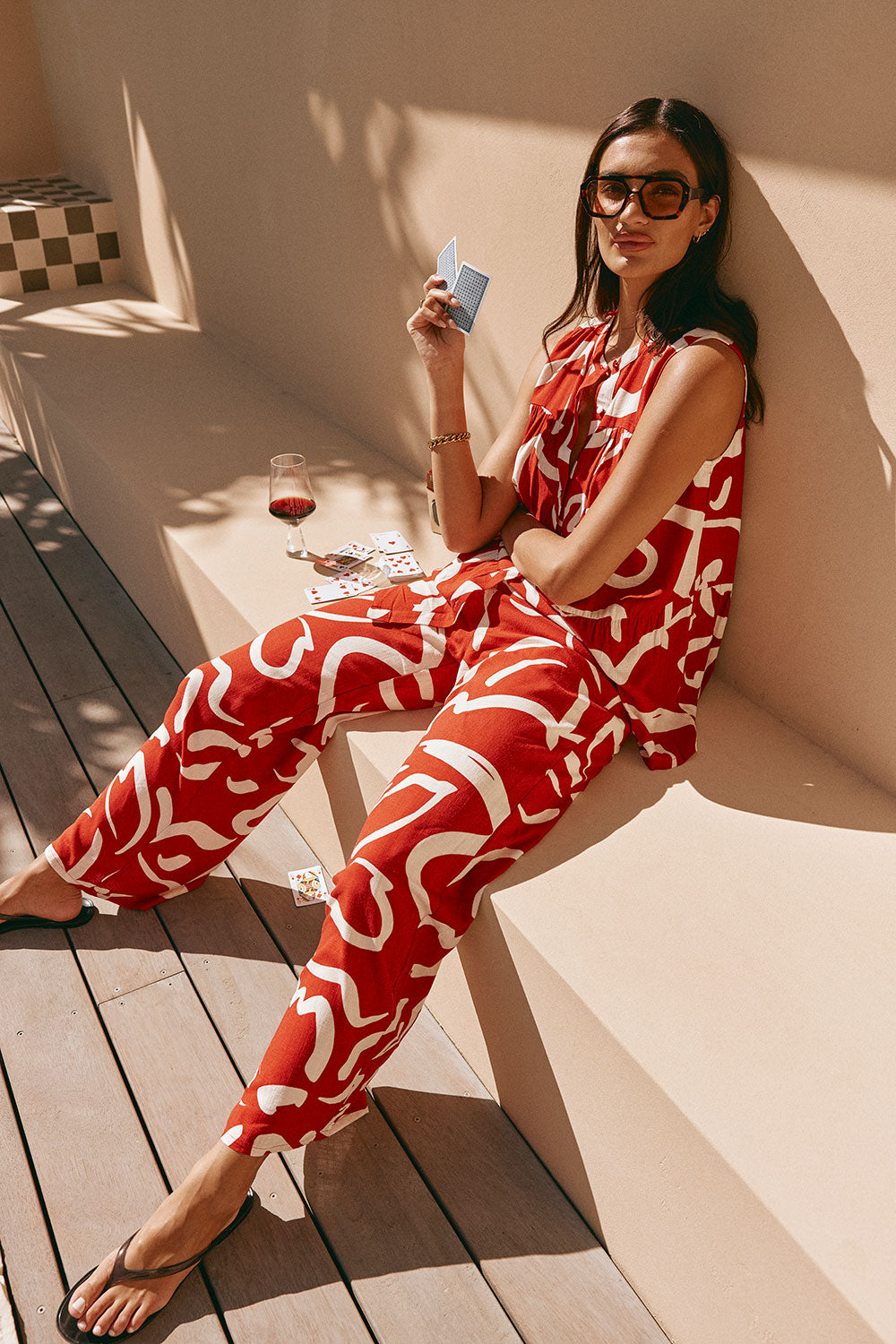 パンツ elena Red Fila Rogue Floral Print Drawstring Elena Pants – SABO