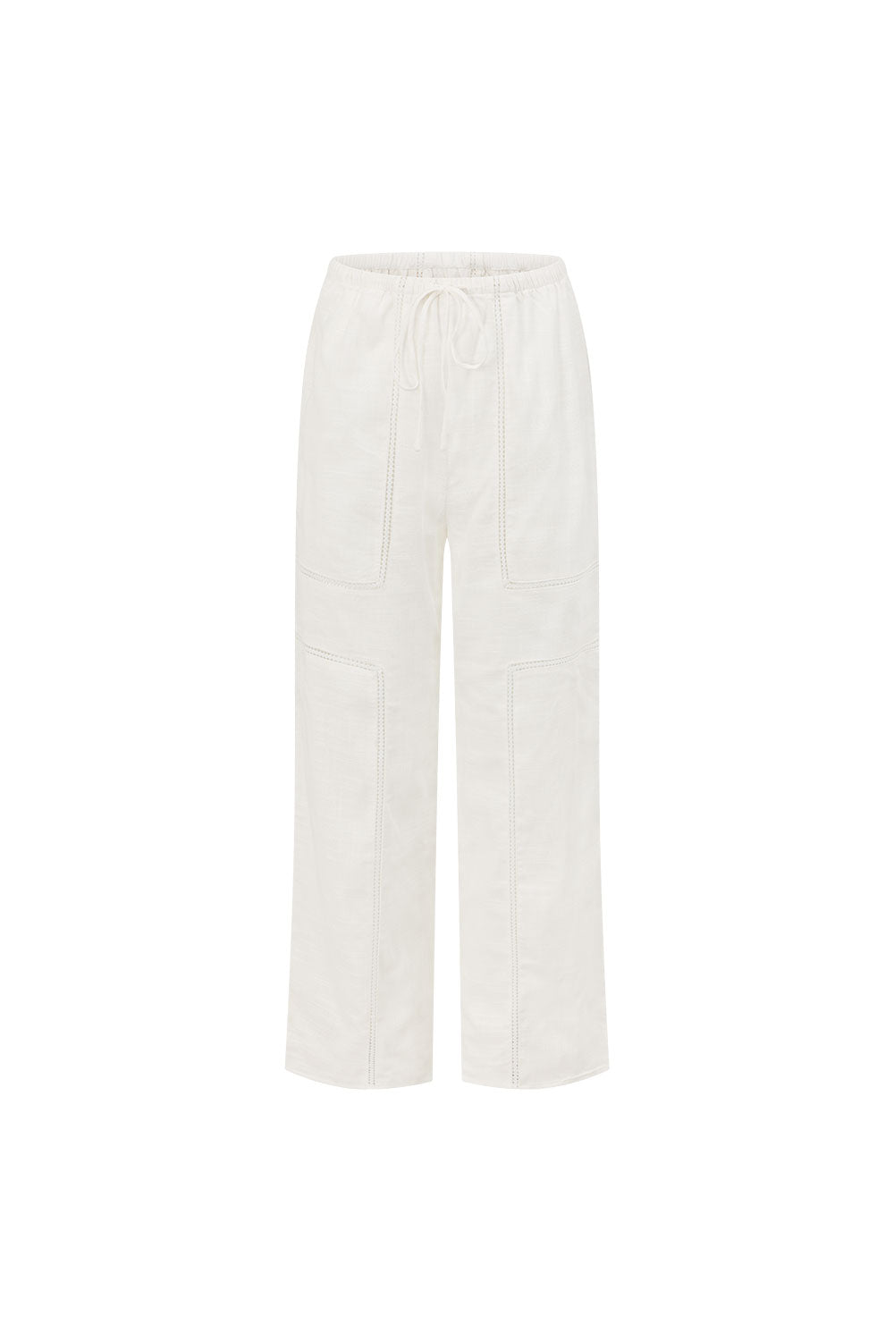 White Cheesecloth Elastic Drawstring Carissa Pants – SABO