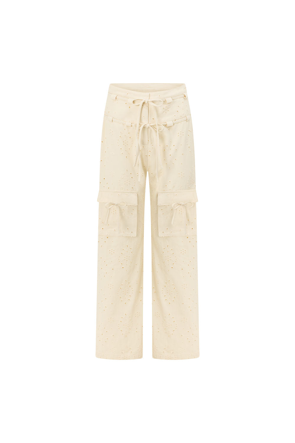 Cream Eyelet Tie Pocket Jaicee Pants – SABO