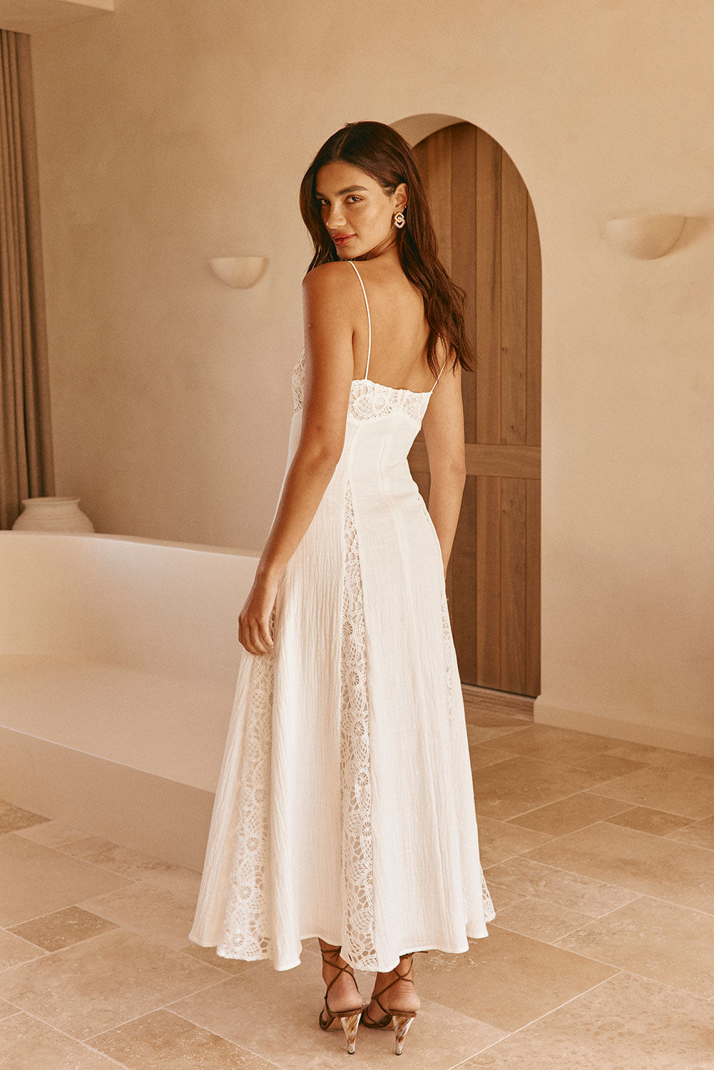 White Lace A-Line Maxi Skye Dress – SABO