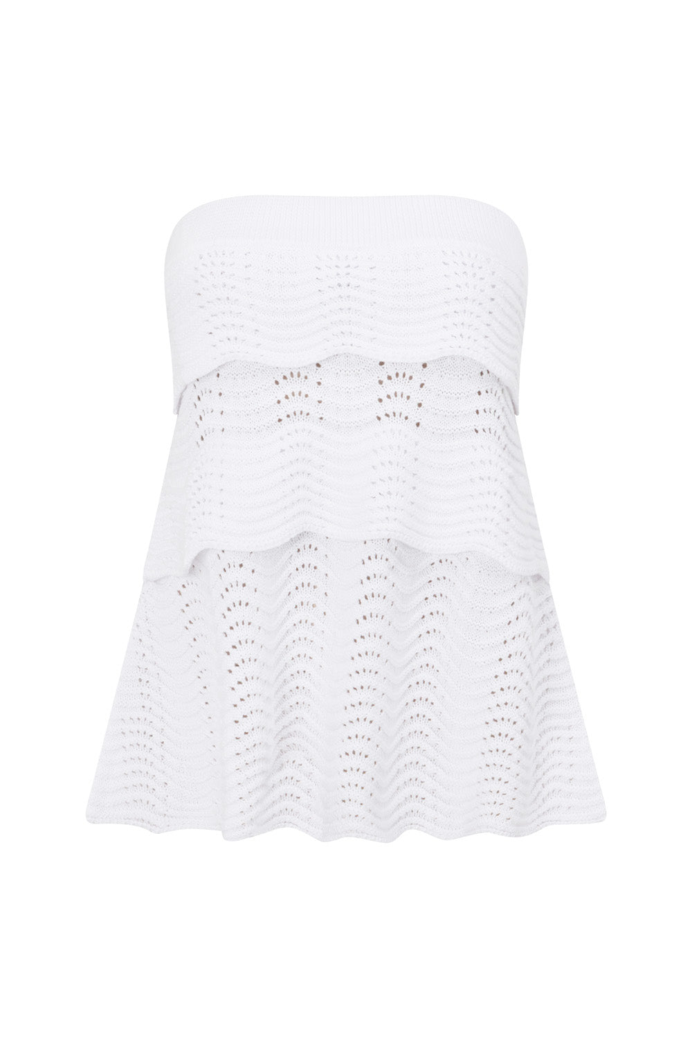 White Wave Knit Strapless Panel Kama Top – SABO