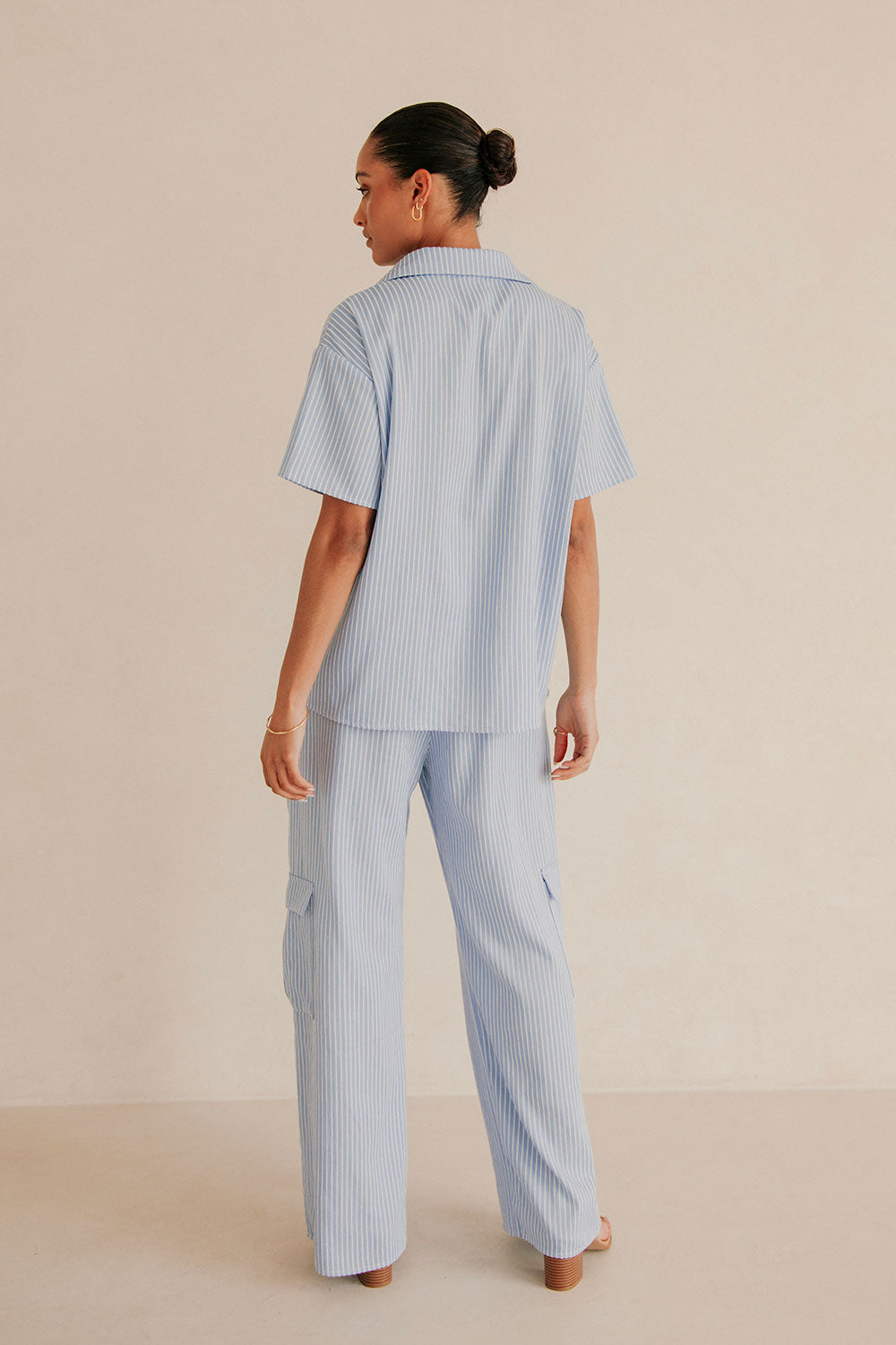 Blue High Waist Drawstring Pocket Brielle Pants – SABO
