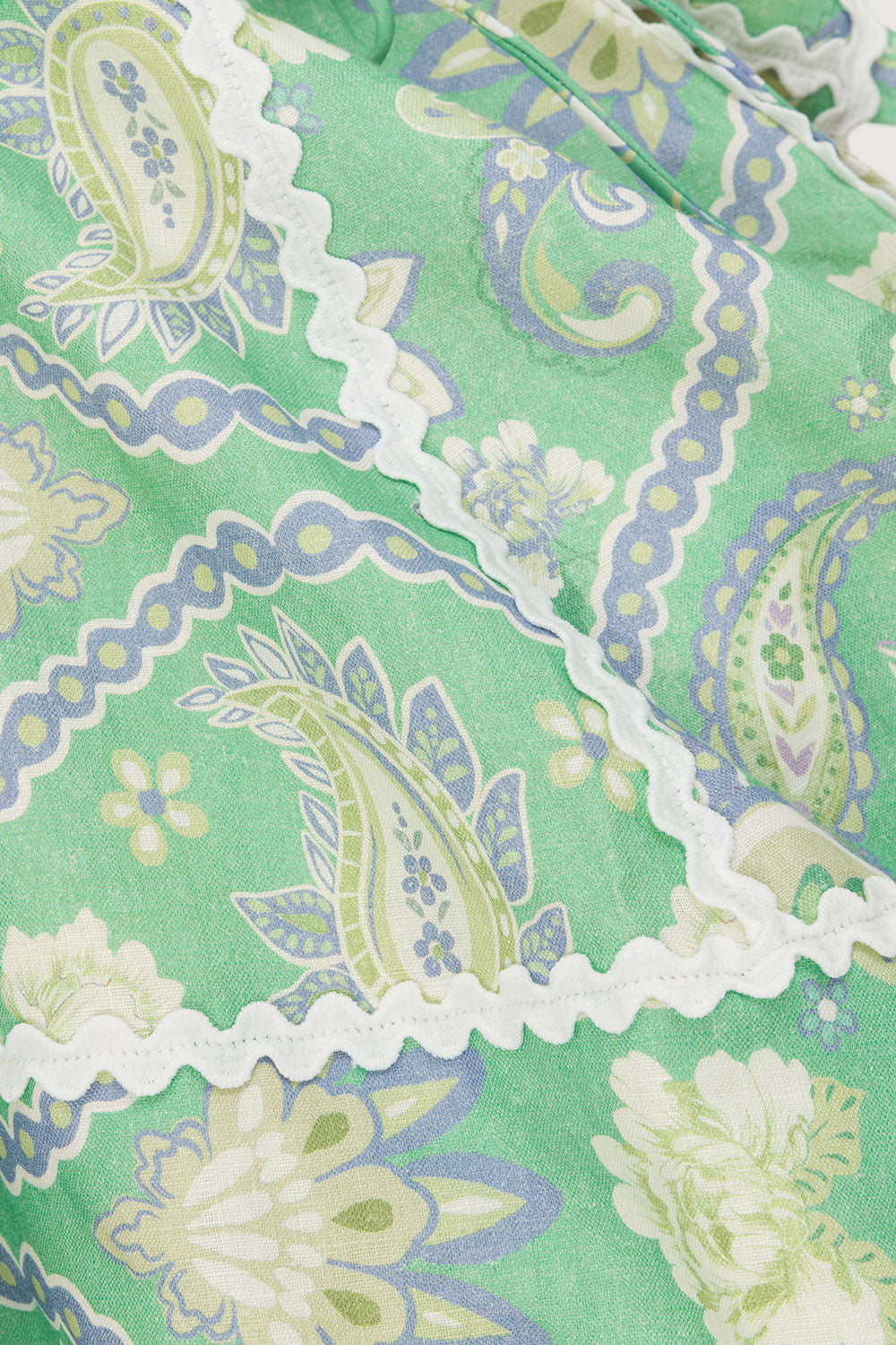 Green Floral Heritage Print Lace Up Mini Emilia Dress XL | by ZACO Green Floral Heritage Print Lace Up Mini Emilia Dress XL | by ZACO