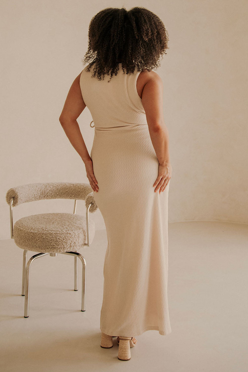 Beige Wrap Fitted Maxi Eliana Dress XXXL Beige Wrap Fitted Maxi Eliana Dress XXXL