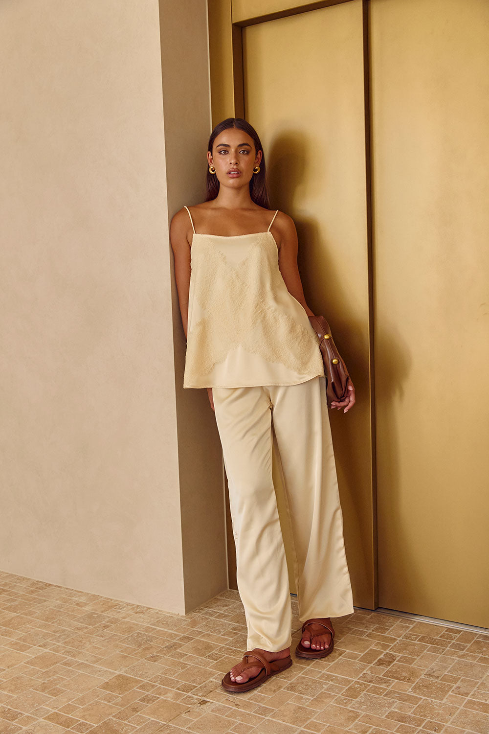 Kehlani Silk Elasticated Tie Pants - Cream – SABO