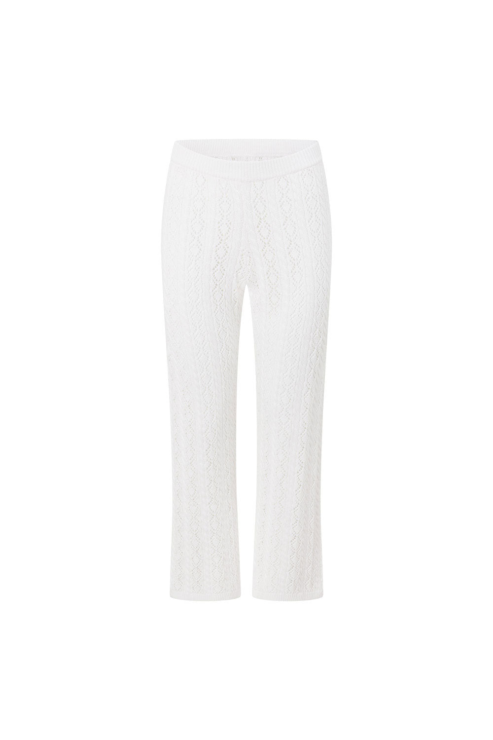 White Crochet Knit High Waist Elastic Cierra Pants – SABO
