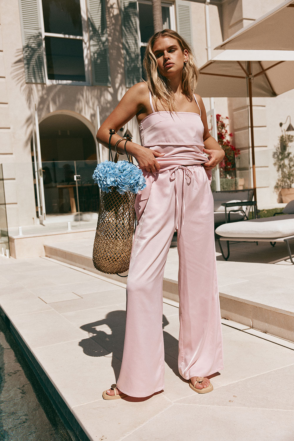 Blush Pink Elastic Drawstring Tamar Pants – SABO