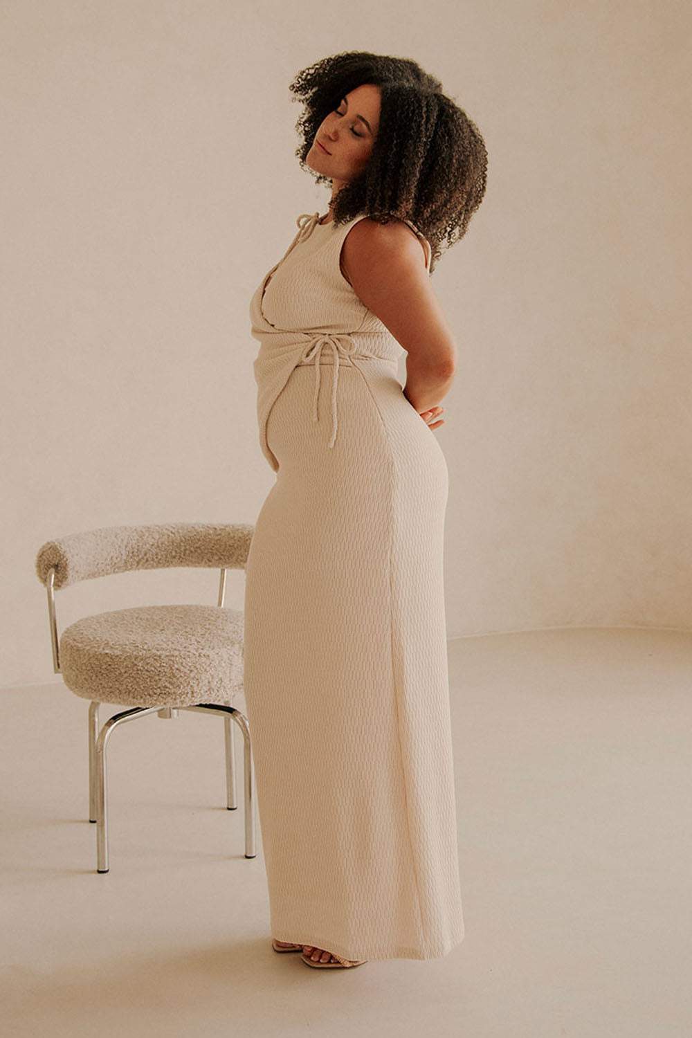 beige colour dress LONG Drift into a realm of blissful elegance with the Adano Maxi Dress Beige Dresses - Buy a