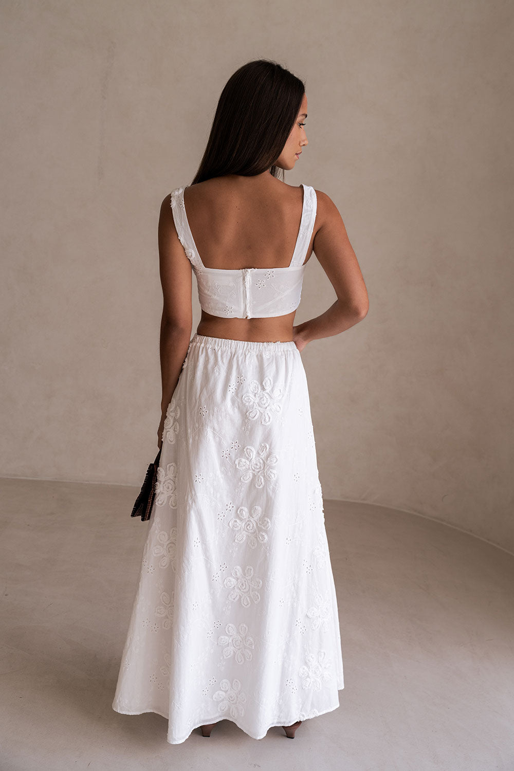 poisポワ button line skirt ホワイト Ｓサイズ White Broderie Drawstring A Line Maxi Porcha Skirt – SABO