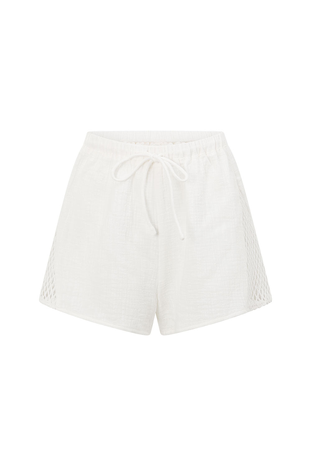 White Cotton Elastic High Waist Inara Shorts – SABO