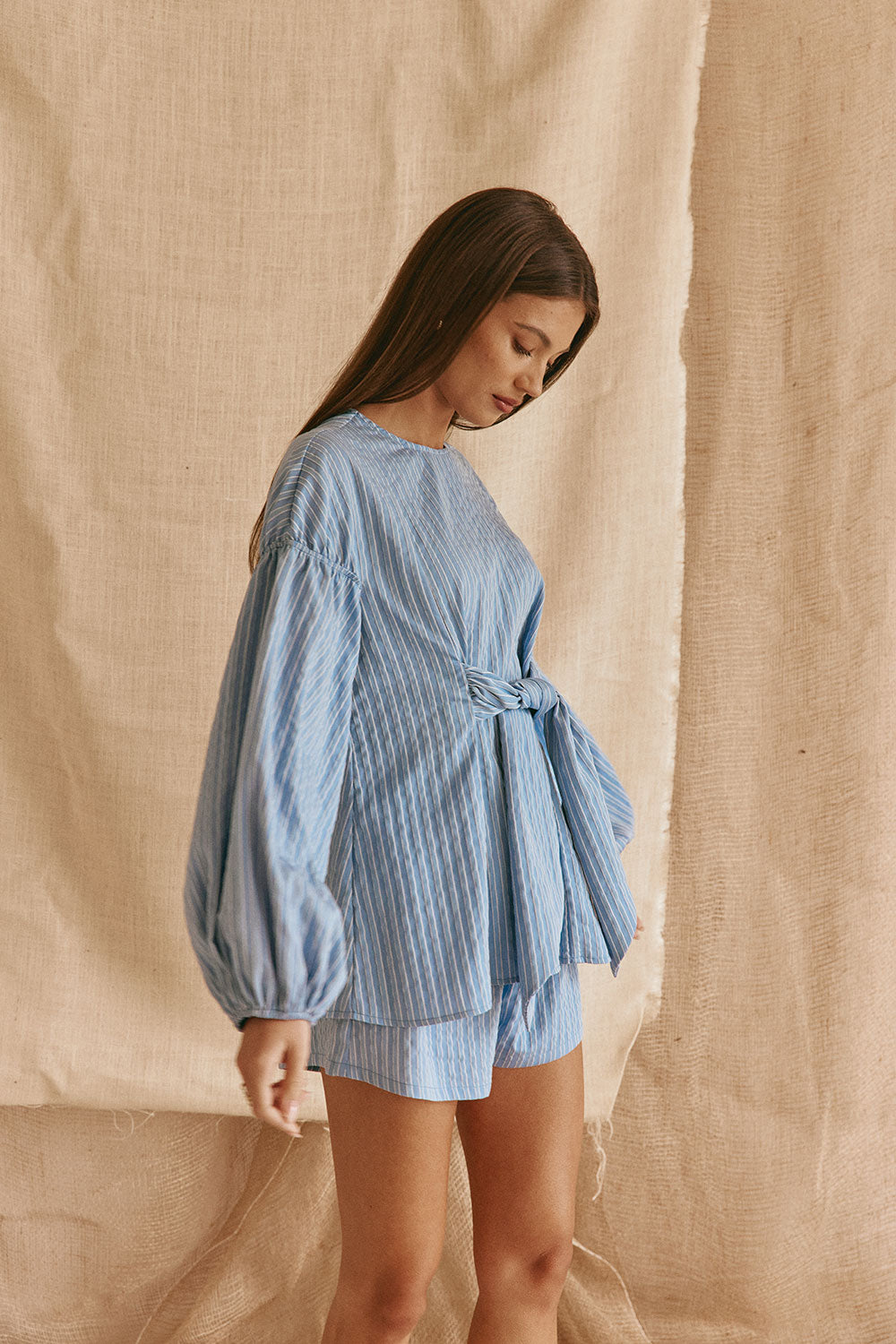 Hailey Top - Blue Stripe