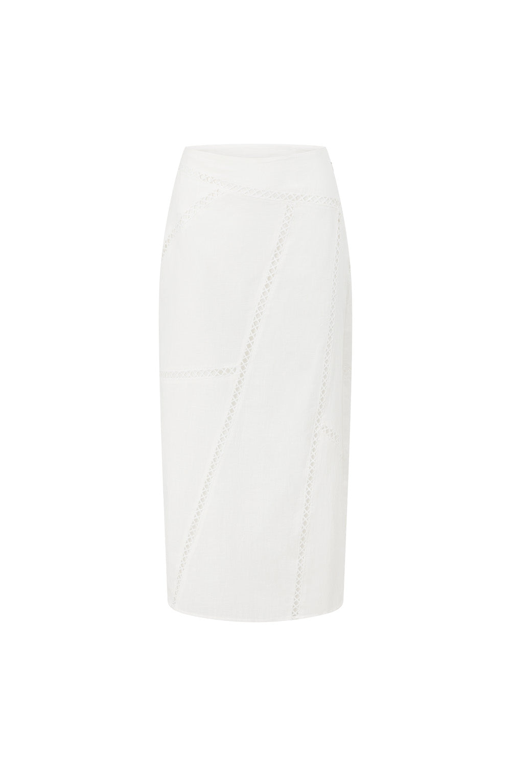 Bridal White Ladder Panel Midi A Line Empire Skirt – SABO