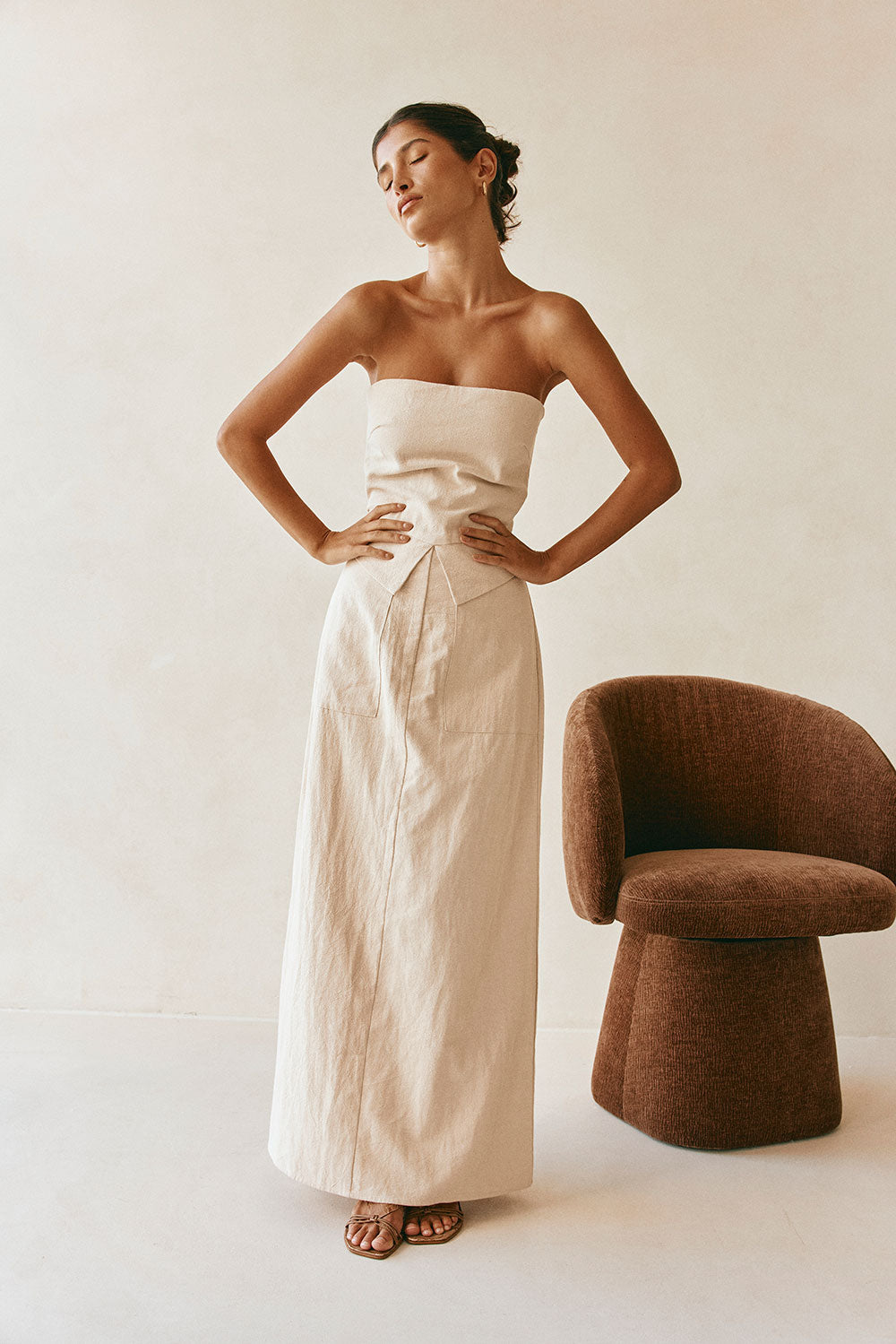 Beige Strapless Maxi Miley Dress XXS | by SABO Beige Strapless Maxi Miley Dress XXS | by SABO