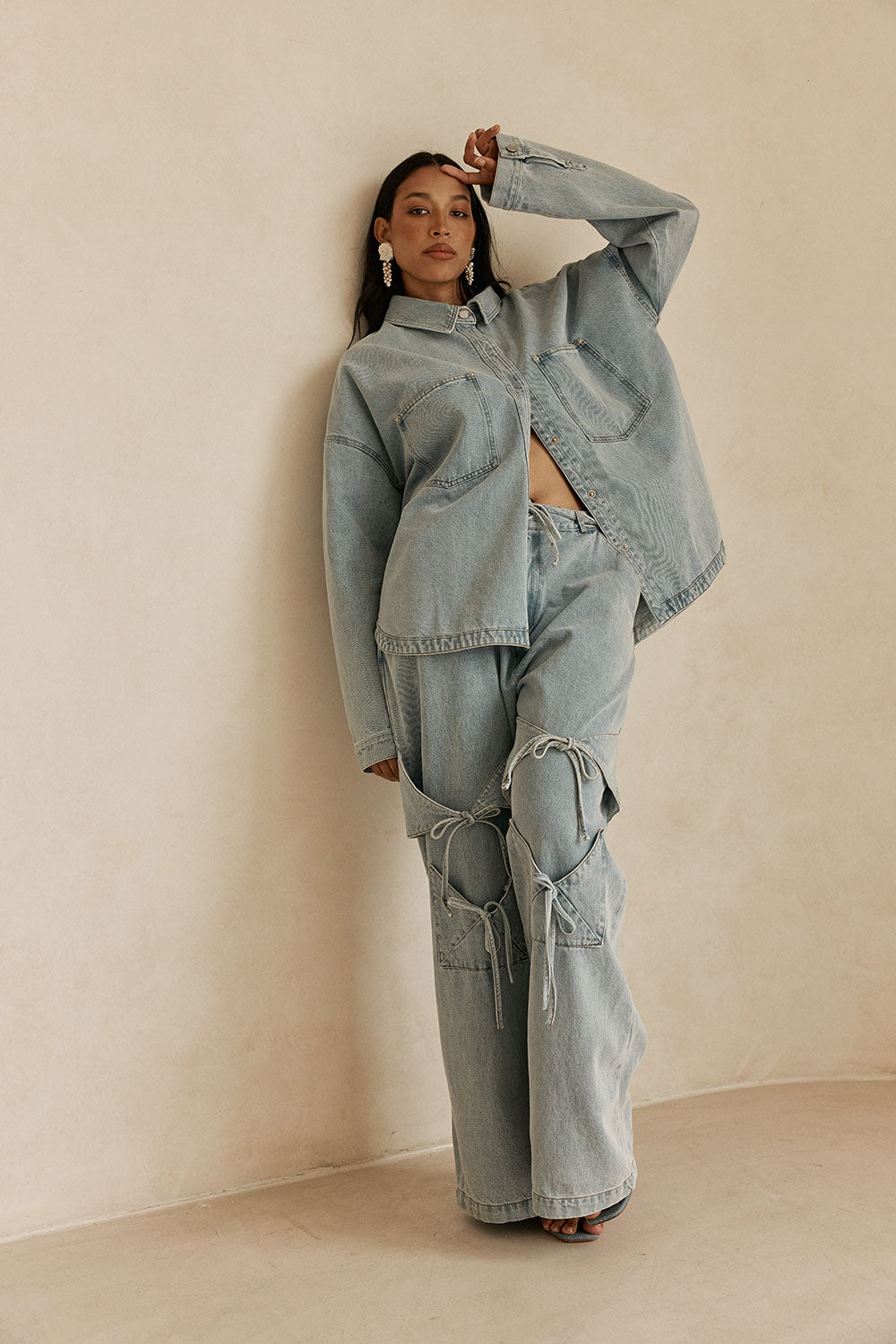 Light Blue Denim Bow Detail Poet Jean Pants – SABO