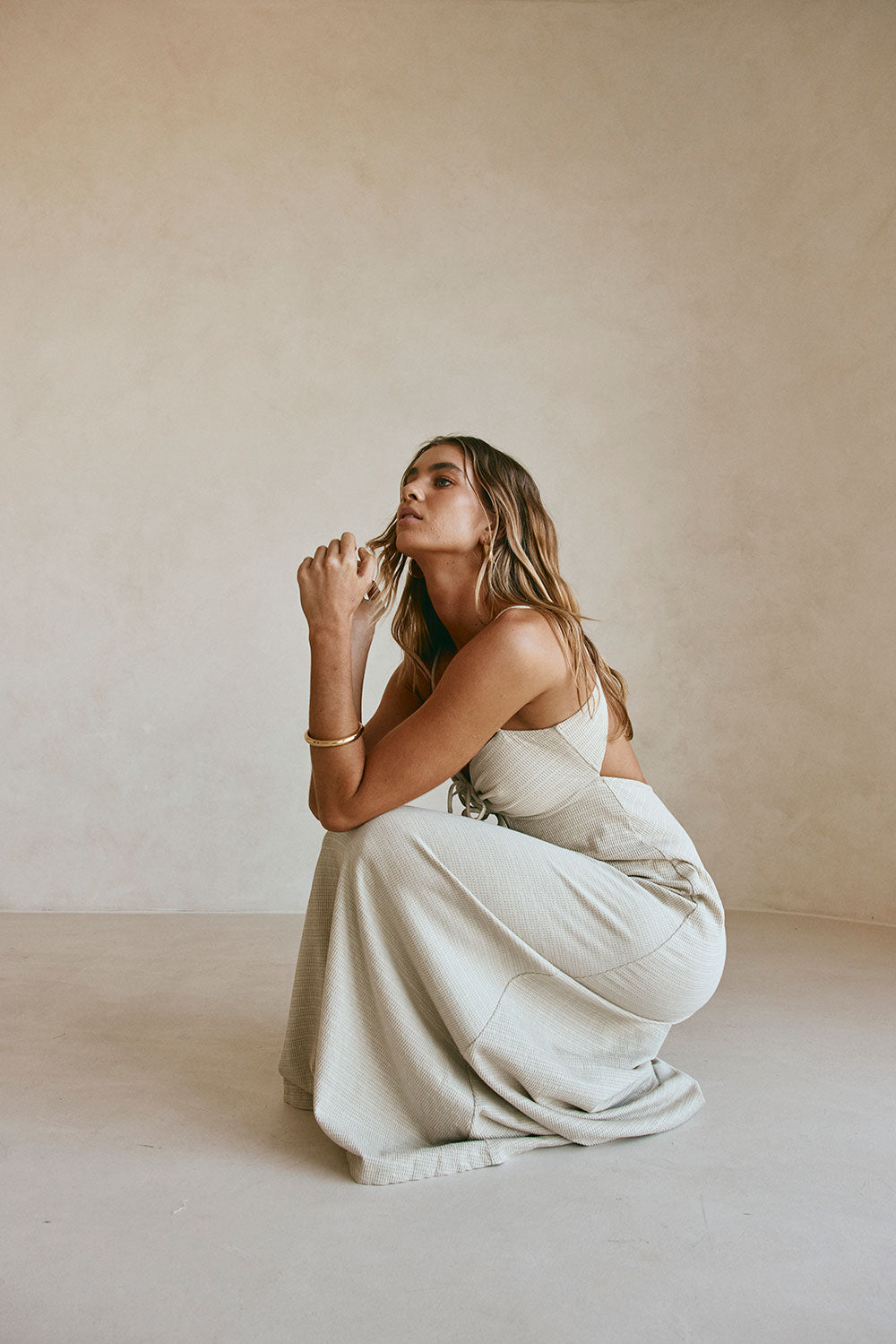 Sage Green Waffle Sweetheart Backless Maxi Dua Dress XXL | by Sabo Sage Green Waffle Sweetheart Backless Maxi Dua Dress XXL | by Sabo