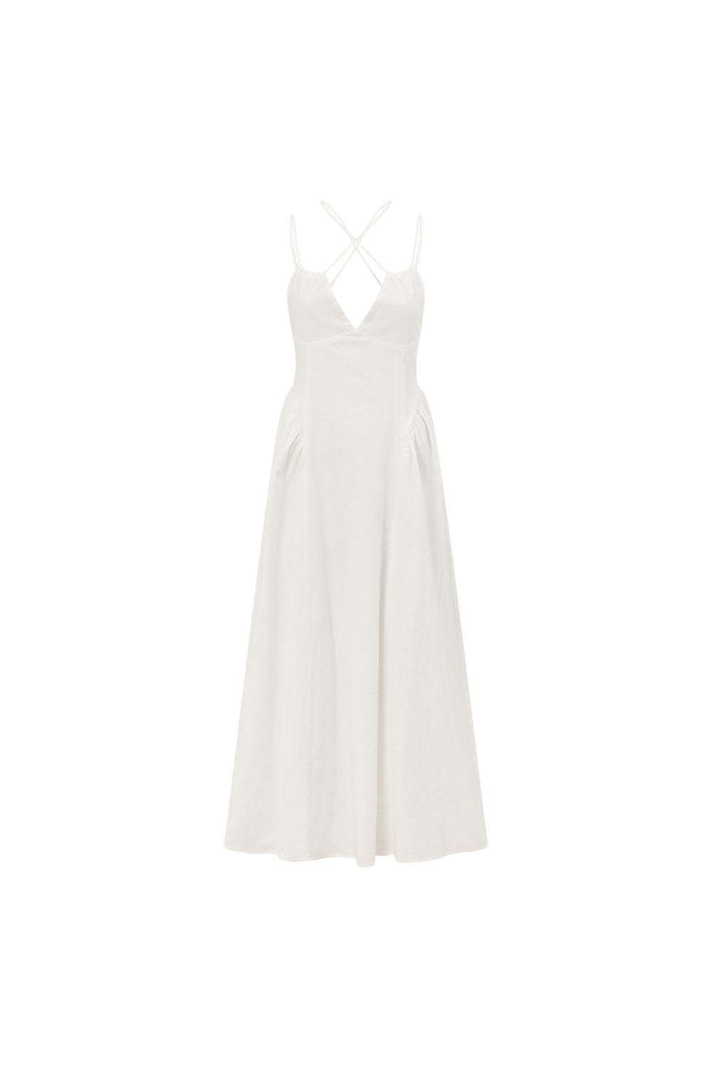 Bridal White V Neck Maxi Viva Dress – SABO