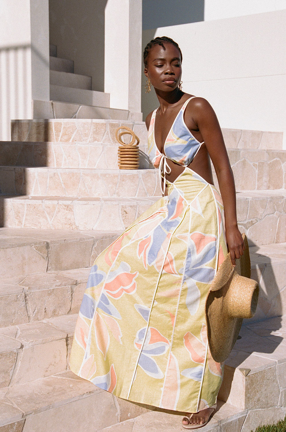 Eliska Cutout Maxi Dress - Elia Purple Yellow Orange – SABO