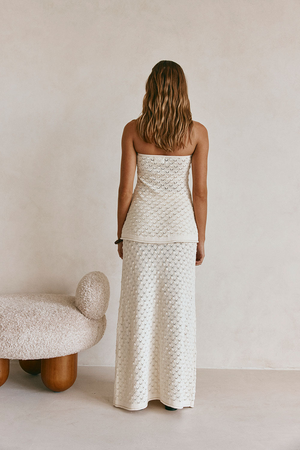 Cream Crochet Knit Strapless Lonline Ophelia Top – SABO
