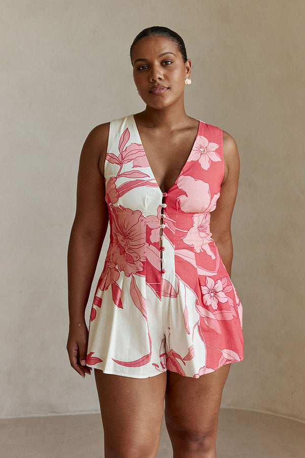 Jade Playsuit  - Flora Sunset