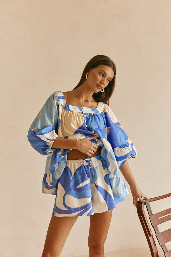 SAMPLE-Elara Shorts - Valley Blue