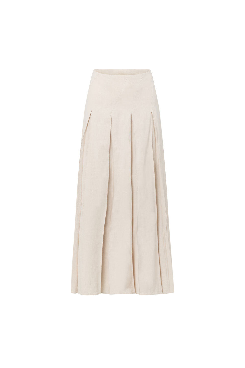 Beige Cotton A Line Pleated Maxi Adri Skirt – SABO