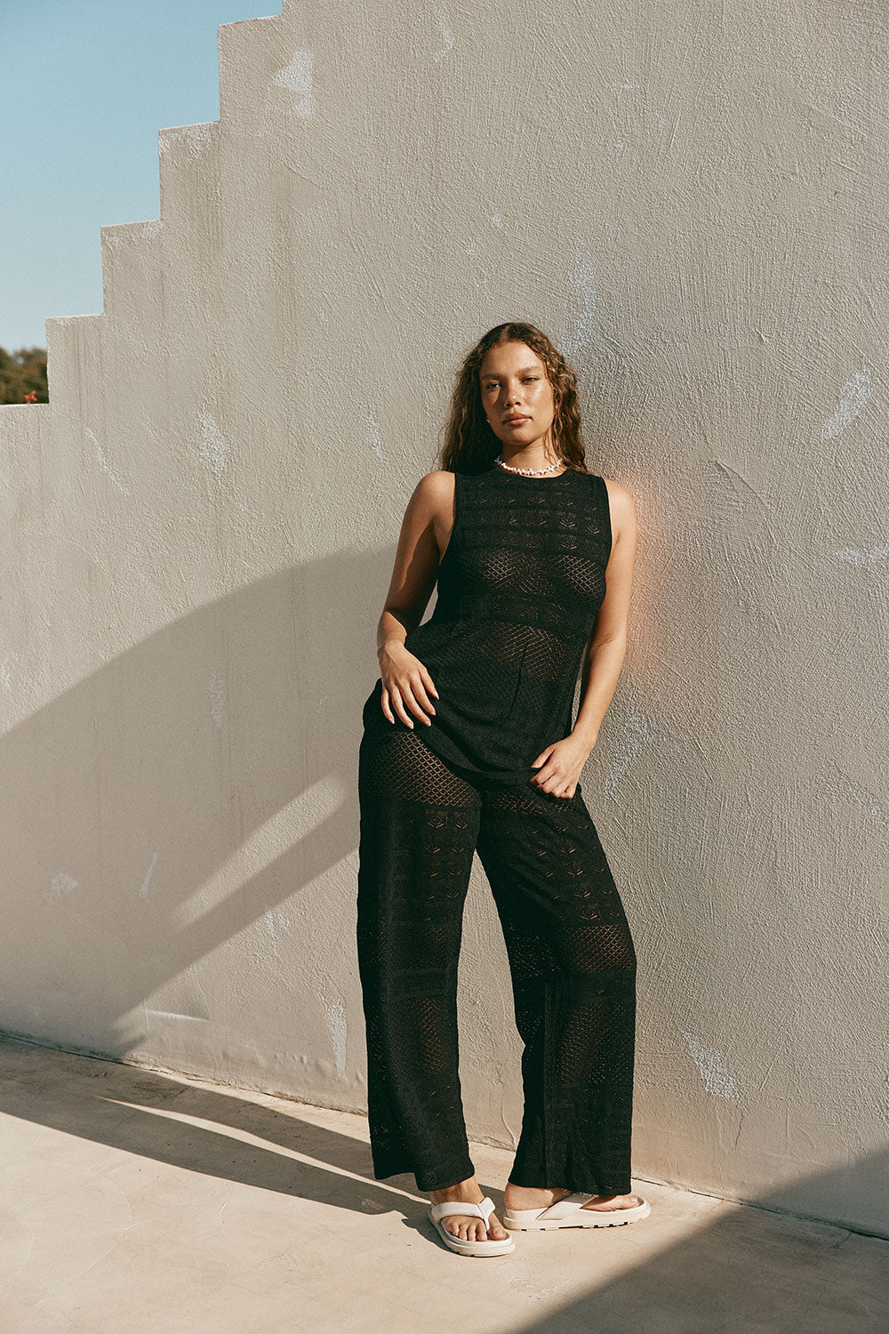 Black Crochet Knit High Waist Dillan Pants – SABO