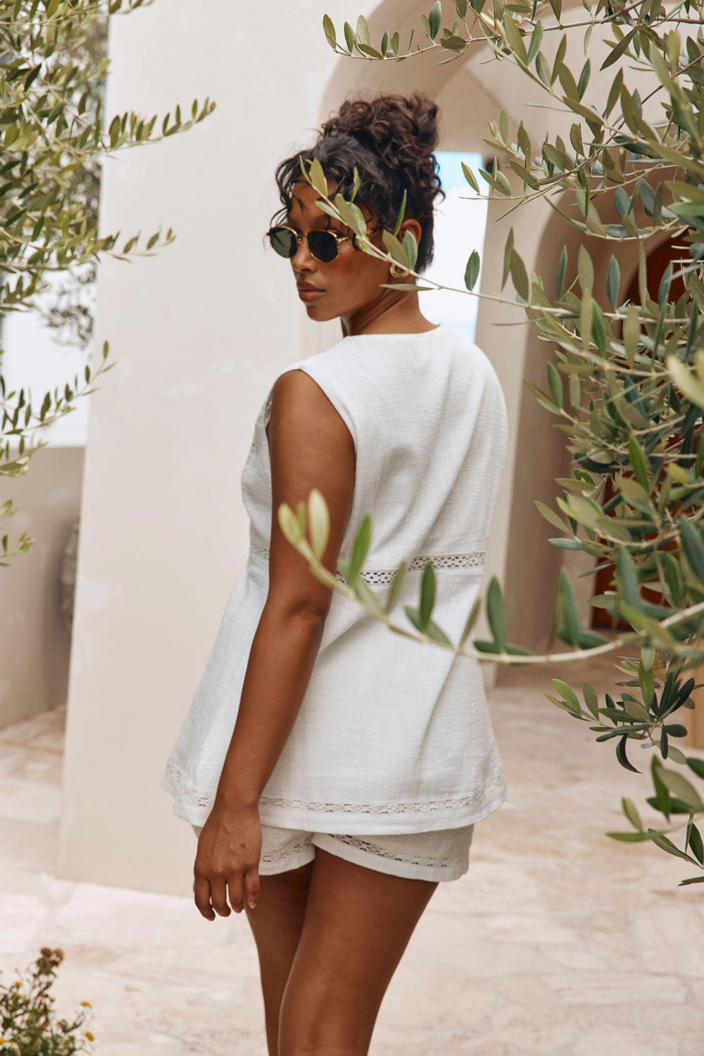 正規品 andmary Avrill ribbon tops ivory FR White Cotton Lace V Neck Split Cerelia Top – SABO