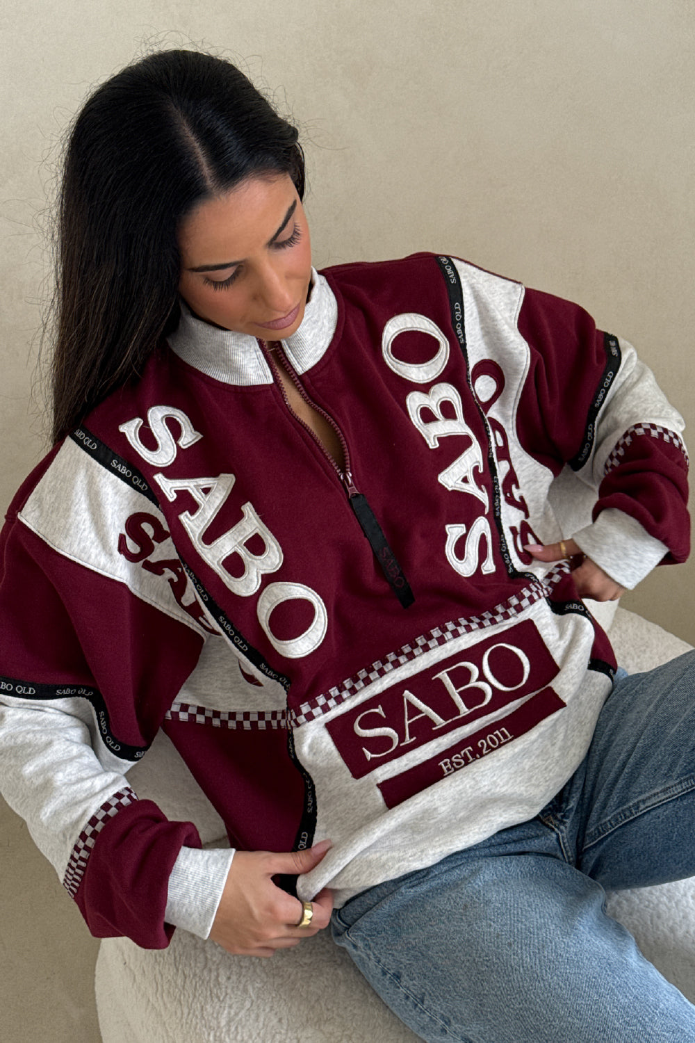 Maroon Oversized Vintage SABO QLD Sweater