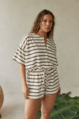 SAMPLE-Juniper Playsuit - Brown Stripe