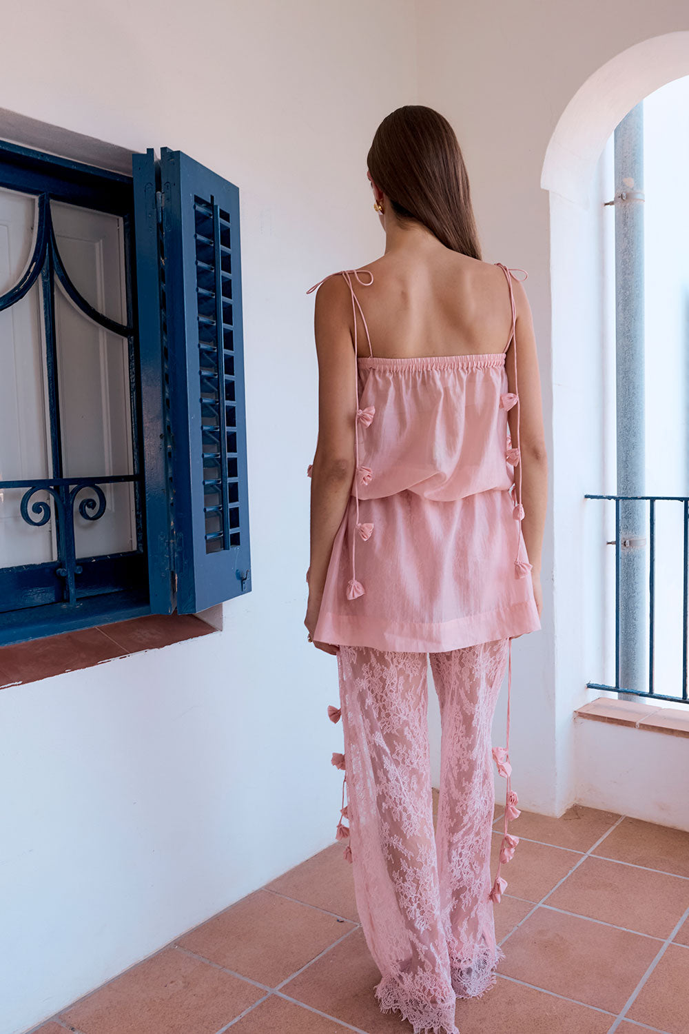 Blush Pink Lightweight Ruched Gemini Top – SABO