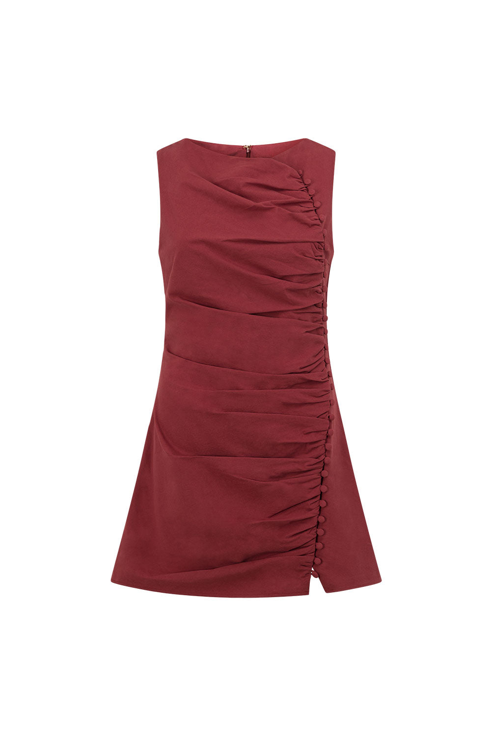 red button through dress Red Button Front Mini Dress - Mini Dresses