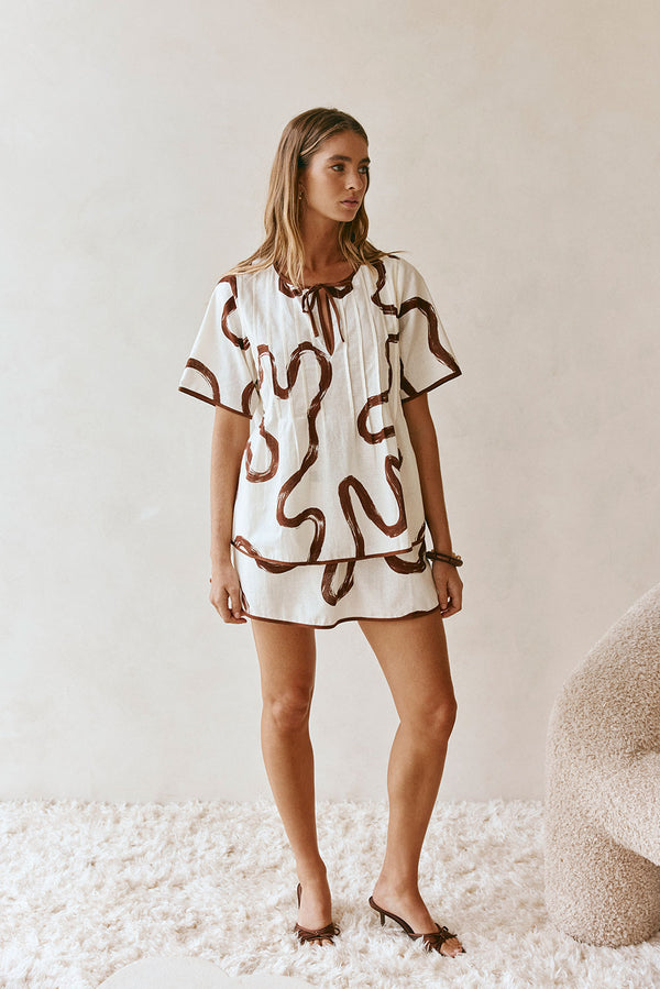 Rayne Top - Marbled Mocha