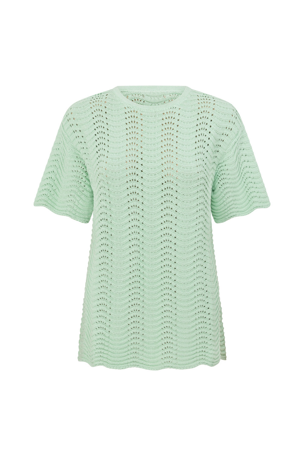 Mint Green Crochet Knit Short Sleeve Leah Top – SABO