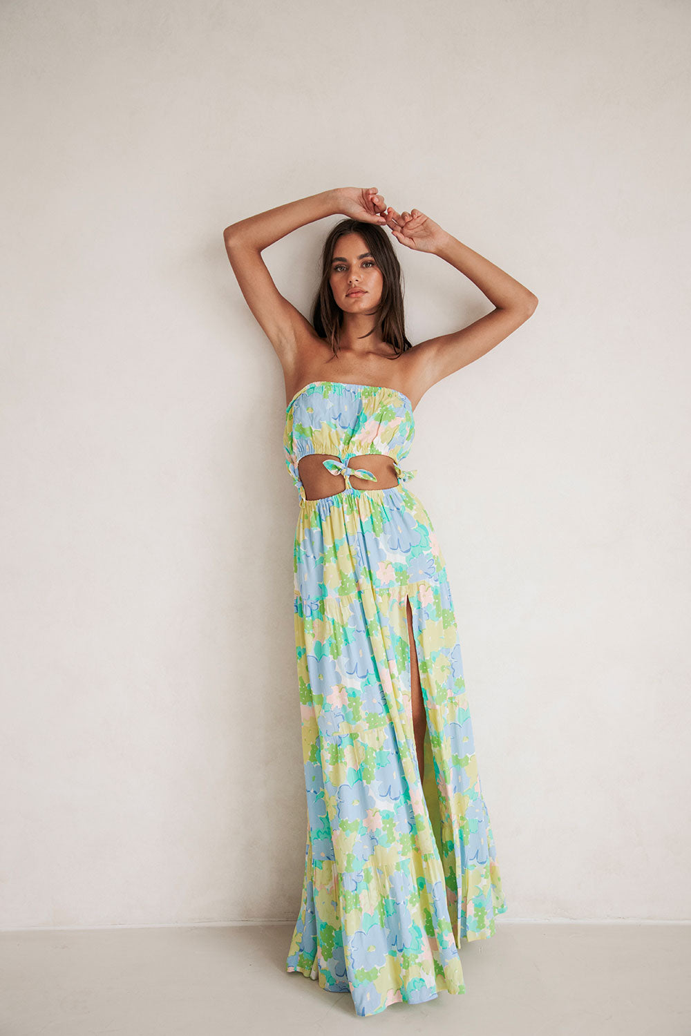 Yellow BLue Floral Dream Maxi Lili Dress SABO Yellow BLue Floral Dream Maxi Lili Dress SABO
