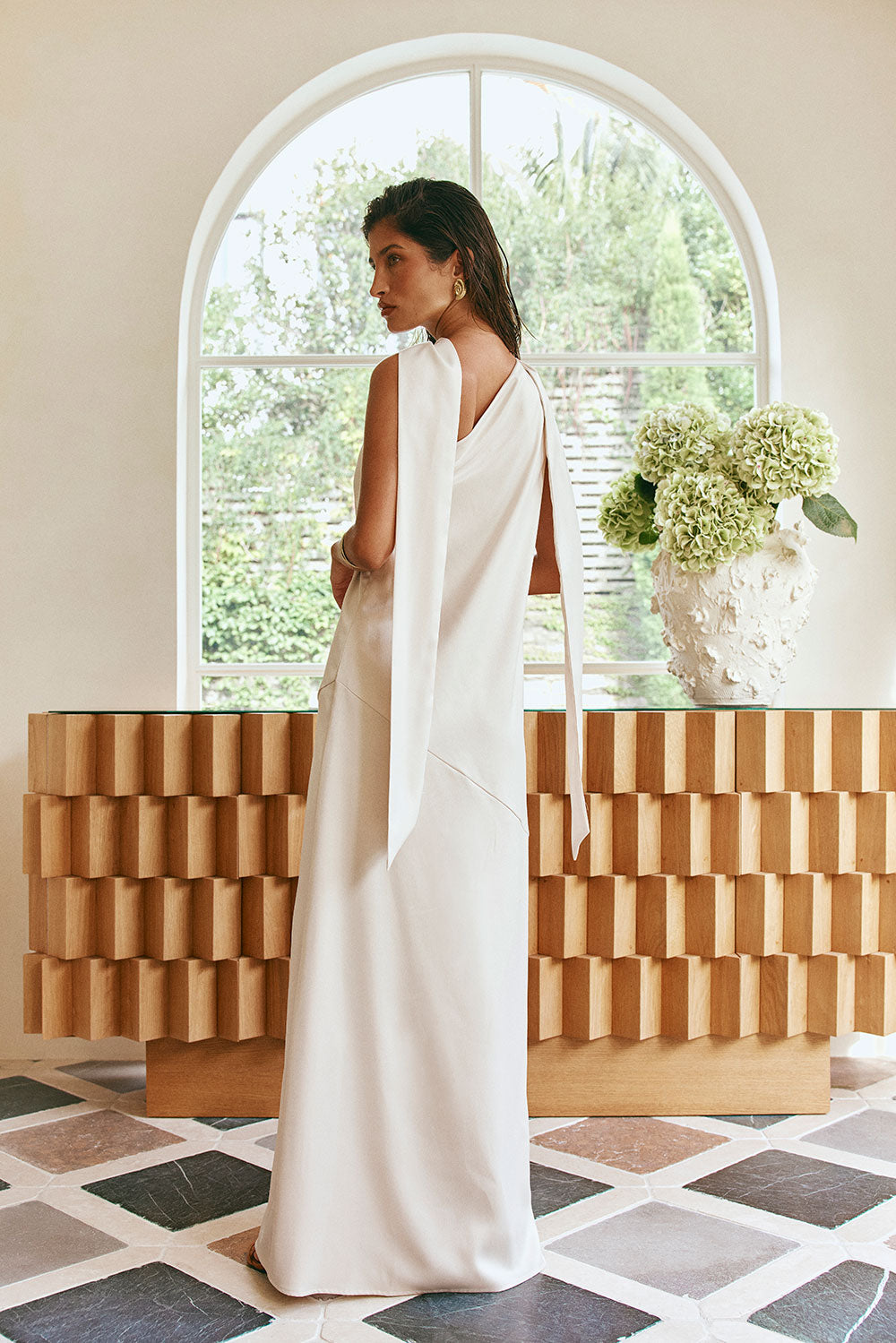 Champagne Scarf Asymmetrical Split Maxi Elise Dress M | by SABO Champagne Scarf Asymmetrical Split Maxi Elise Dress M | by SABO