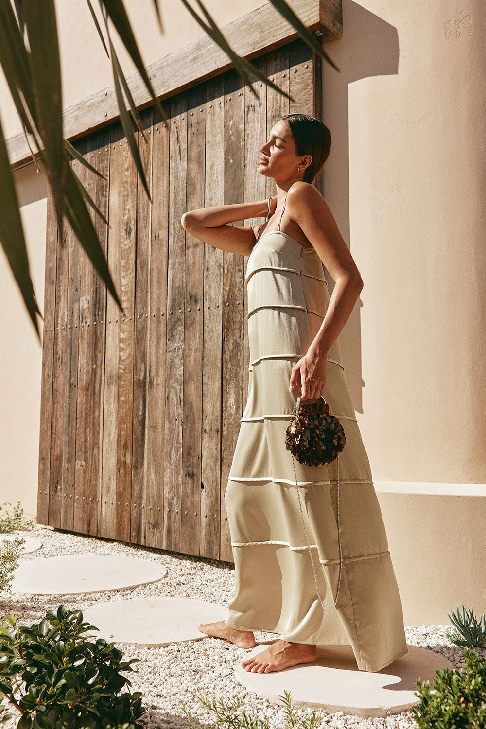 Khaki Green Panel Maxi Daleyza Dress XS