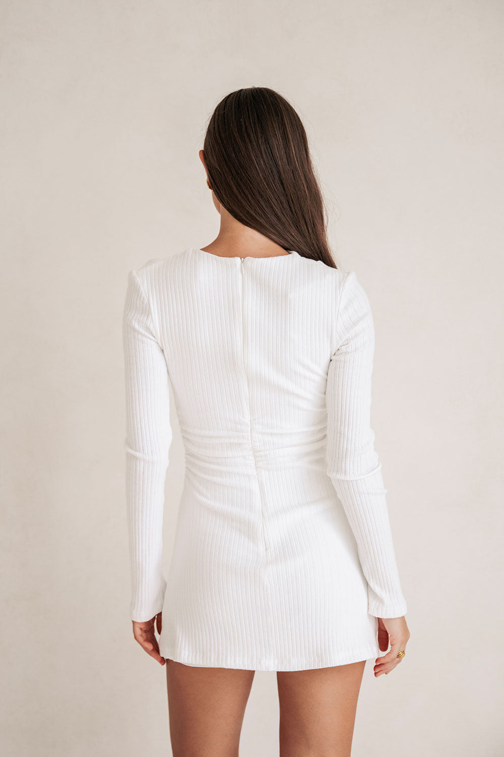 White Ribbed Long Sleeve A Line Mini Aster Dress XXXL | by Sabo White Ribbed Long Sleeve A Line Mini Aster Dress XXXL | by Sabo