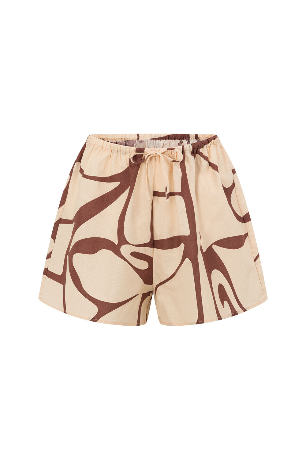 Cream Zephyr Print Elastic Drawstring Arlena Shorts – SABO