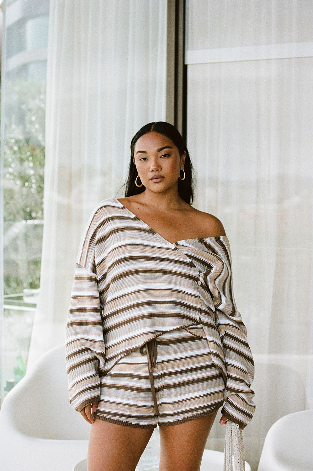 Zessi Knit Top - Cocoa Stripe