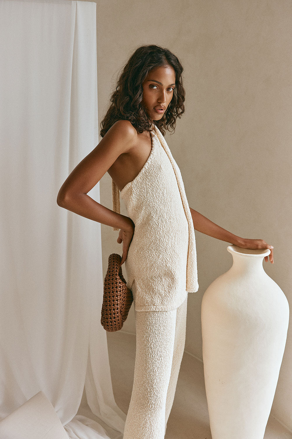 Cream Knit Halter Naveen Top – SABO