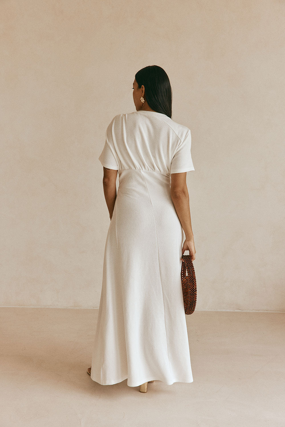 White Ribbed A Line Maxi Gizelle Dress – SABO