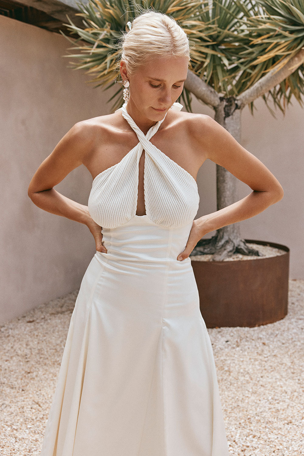 Cream Pleated Halter Maxi Blaire Skirt S | by SABO Cream Pleated Halter Maxi Blaire Skirt S | by SABO
