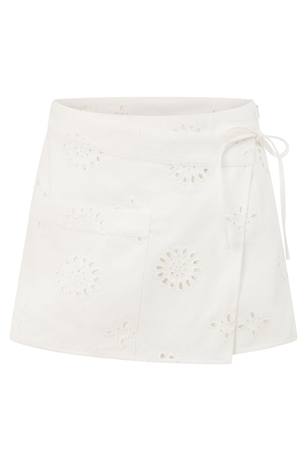 White Cotton Broderie Wrap Loralei Skort – SABO