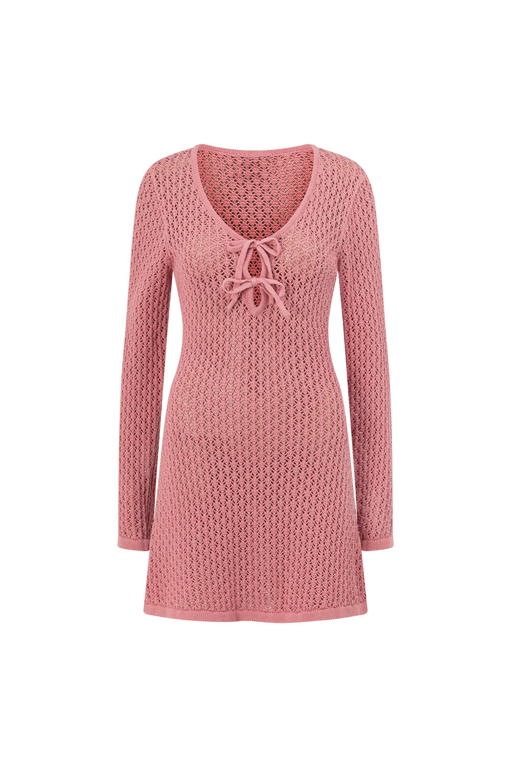 Rose Pink Knit Long Sleeve Mini Nara Dress – SABO
