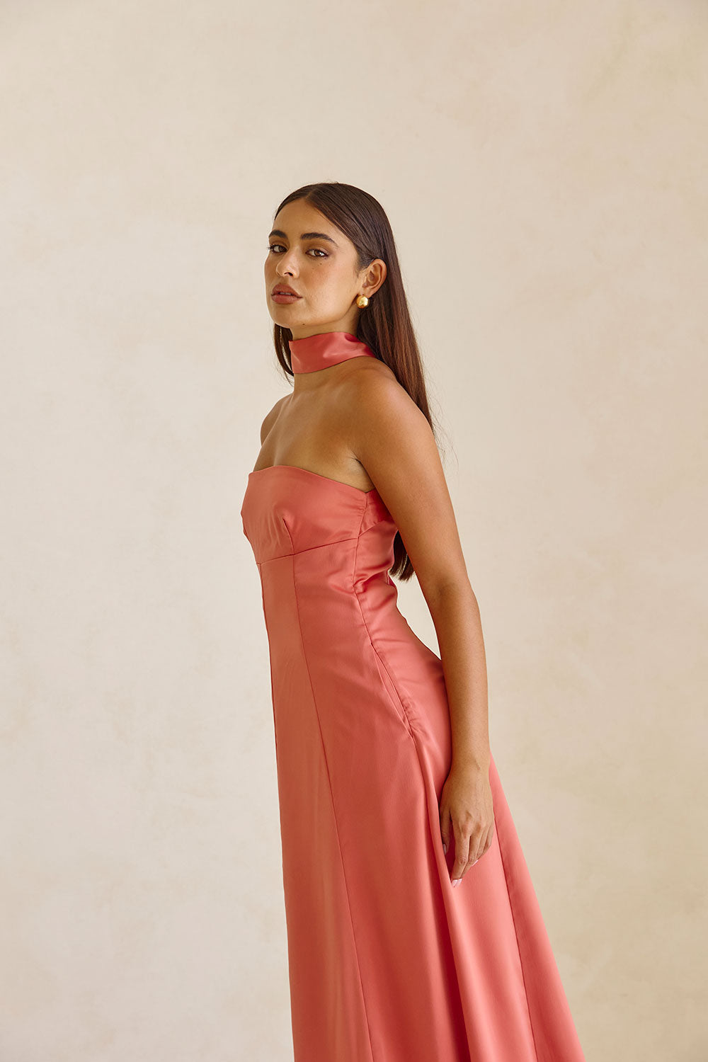Pink Strapless Scarf Maxi Jianna Dress S | by SABO Pink Strapless Scarf Maxi Jianna Dress S | by SABO