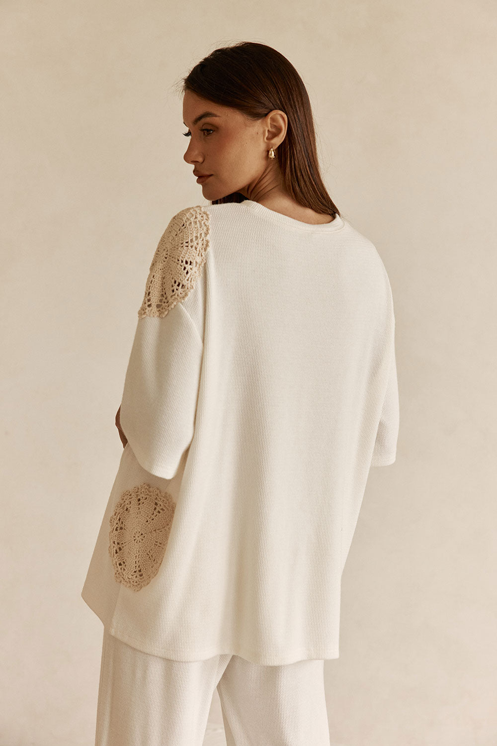 Cream Crochet Patch Zoi T Shirt Top – SABO
