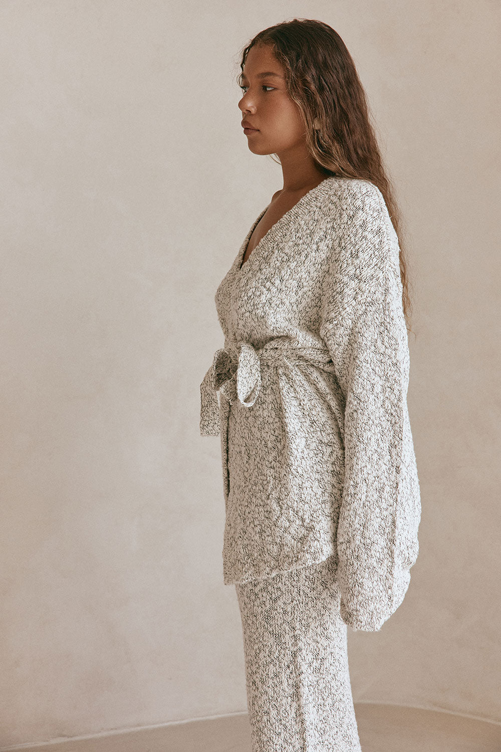 Grey Chunky Knit Long Sleeve Wrap Jamila Cardigan – SABO