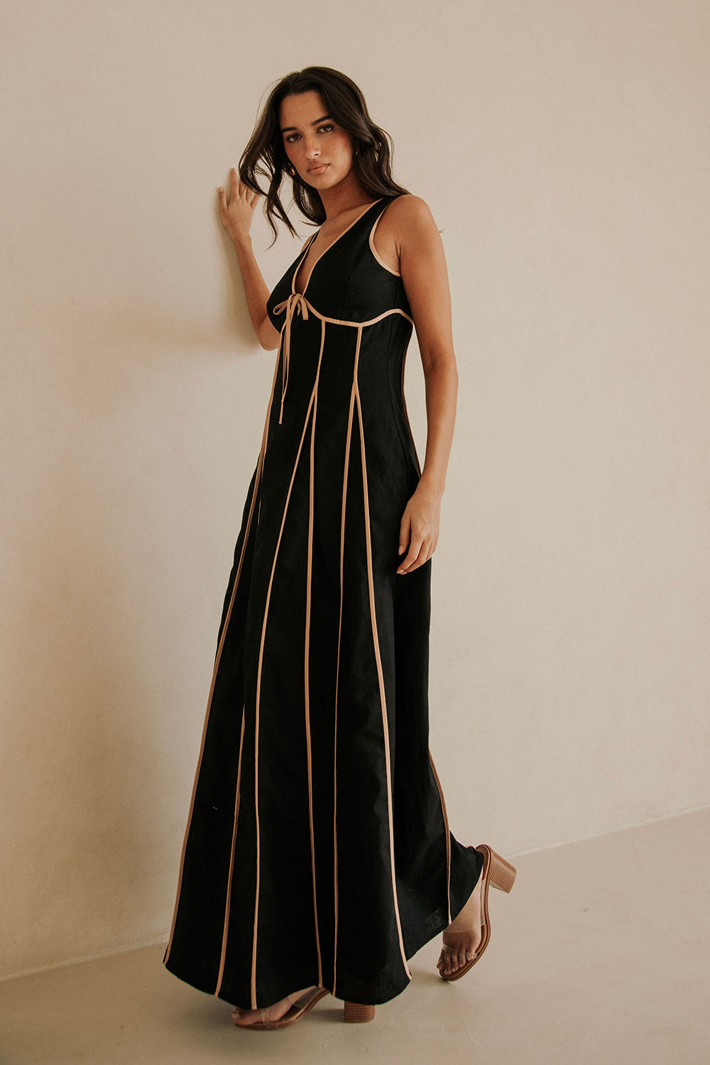 Black V Neck Tie Maxi Maylin Dress XS | by SABO Black V Neck Tie Maxi Maylin Dress XS | by SABO