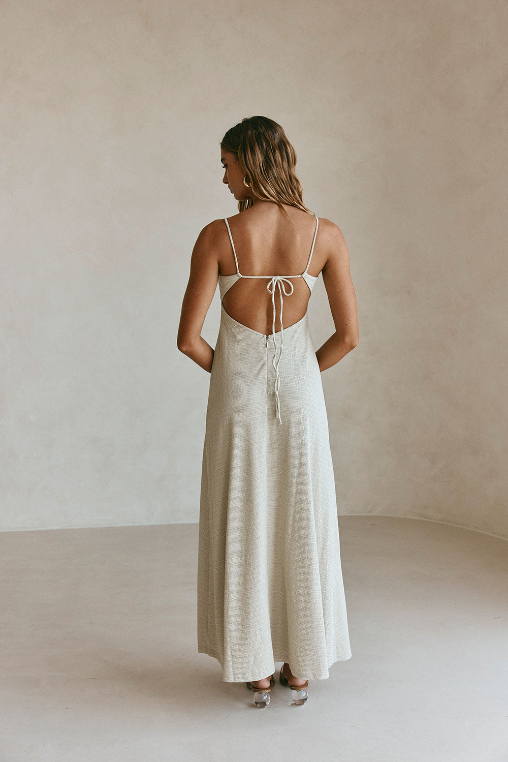 Sage Green Waffle Sweetheart Backless Maxi Dua Dress SABO Sage Green Waffle Sweetheart Backless Maxi Dua Dress SABO