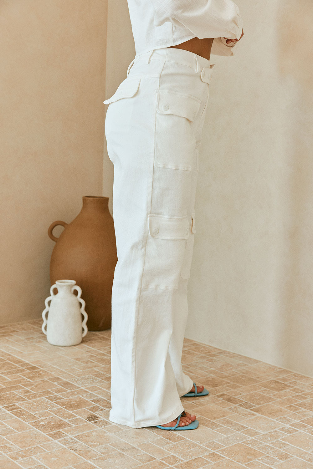 White High Waist Pocket Trouser Allani Pants – SABO